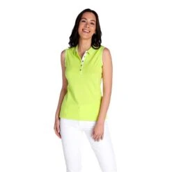Ladies Kathleen Sleeveless Club Polo Shirt Pistachio -Women's Golf Fashion - Green Lamb P SG22917GREENLAMBSHIRTPISTACHIOLADIES 2 L