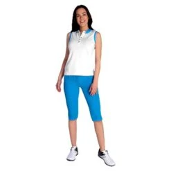 Ladies Kathleen Sleeveless Club Polo Shirt White Cobalt -Women's Golf Fashion - Green Lamb P SG22917GREENLAMBSHIRTWHITECOBALTLADIES 4 L