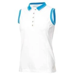 Ladies Kathleen Sleeveless Club Polo Shirt White Cobalt