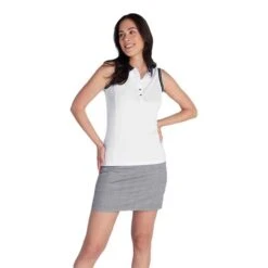 Ladies Kathleen Sleeveless Club Polo Shirt White Navy 8 Ladies Kathleen Sleeveless Club Polo Shirt White Navy -Women's Golf Fashion - Green Lamb P SG22917GREENLAMBSHIRTWHITENAVYLADIES 2 L