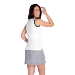 Ladies Kathleen Sleeveless Club Polo Shirt White Navy 9 Ladies Kathleen Sleeveless Club Polo Shirt White Navy -Women's Golf Fashion - Green Lamb P SG22917GREENLAMBSHIRTWHITENAVYLADIES 3 L