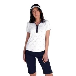 Ladies Katia Print Polo Shirt Birdie -Women's Golf Fashion - Green Lamb P SG22918GREENLAMBSHIRTBIRDIELADIES 2 L