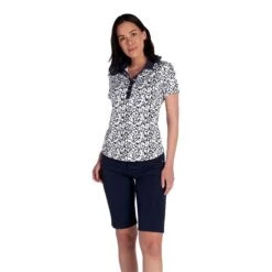 Ladies Katia Print Polo Shirt Lace -Women's Golf Fashion - Green Lamb P SG22918GREENLAMBSHIRTLACELADIES 2 L