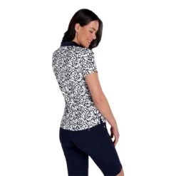 Ladies Katia Print Polo Shirt Lace -Women's Golf Fashion - Green Lamb P SG22918GREENLAMBSHIRTLACELADIES 3 L