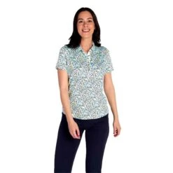 Ladies Katia Print Polo Shirt Watermark -Women's Golf Fashion - Green Lamb P SG22918GREENLAMBSHIRTWATERMARKLADIES 2 L
