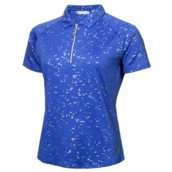 Ladies Kathleen Silver Foil Polo Shirt Cornflower