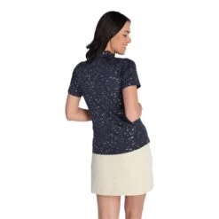 Ladies Kathleen Silver Foil Polo Shirt Navy -Women's Golf Fashion - Green Lamb P SG22920GREENLAMBSHIRTNAVYLADIES 3 L