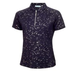 Ladies Kathleen Silver Foil Polo Shirt Navy