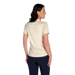 Ladies Kathleen Silver Foil Polo Shirt Stone -Women's Golf Fashion - Green Lamb P SG22920GREENLAMBSHIRTSTONELADIES 3 L