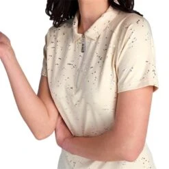 Ladies Kathleen Silver Foil Polo Shirt Stone -Women's Golf Fashion - Green Lamb P SG22920GREENLAMBSHIRTSTONELADIES 5 L