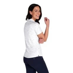 Ladies Kathleen Silver Foil Polo Shirt White -Women's Golf Fashion - Green Lamb P SG22920GREENLAMBSHIRTWHITELADIES 3 L