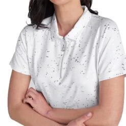 Ladies Kathleen Silver Foil Polo Shirt White -Women's Golf Fashion - Green Lamb P SG22920GREENLAMBSHIRTWHITELADIES 4 L