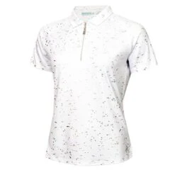 Ladies Kathleen Silver Foil Polo Shirt White