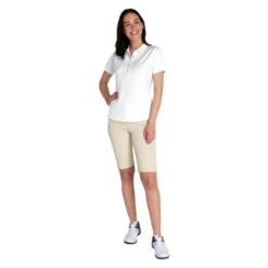 Ladies Katina Ripple Polo Shirt White -Women's Golf Fashion - Green Lamb P SG22921GREENLAMBSHIRTWHITELADIES 4 L