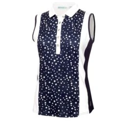 Ladies Kay Sleeveless Printed Panel Polo Shirt Nightsky