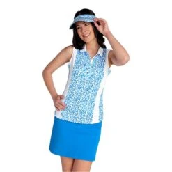 Ladies Kay Sleeveless Printed Panel Polo Shirt Zing -Women's Golf Fashion - Green Lamb P SG22922GREENLAMBSHIRTZINGLADIES 2 L