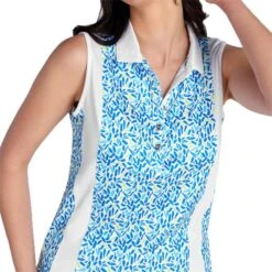 Ladies Kay Sleeveless Printed Panel Polo Shirt Zing -Women's Golf Fashion - Green Lamb P SG22922GREENLAMBSHIRTZINGLADIES 5 L