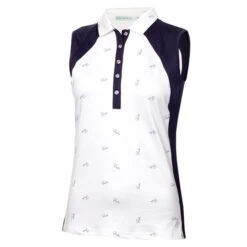 Ladies Katy Sleeveless Polo Shirt With Curved Seams Birdie