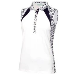 Ladies Katy Sleeveless Polo Shirt With Curved Seams Lace