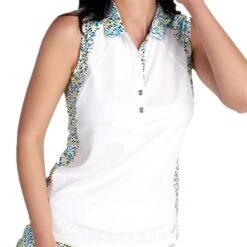 Ladies Katy Sleeveless Polo Shirt With Curved Seams Watermark -Women's Golf Fashion - Green Lamb P SG22923GREENLAMBSHIRTWATERMARKLADIES 5 L