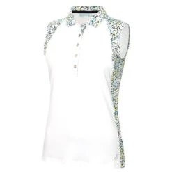 Ladies Katy Sleeveless Polo Shirt With Curved Seams Watermark