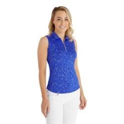 Ladies Katrianna Sleeveless Polo Shirt Cornflower -Women's Golf Fashion - Green Lamb P SG22924GREENLAMBSHIRTCORNFLOWERLADIES 2 L