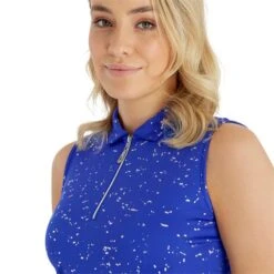 Ladies Katrianna Sleeveless Polo Shirt Cornflower -Women's Golf Fashion - Green Lamb P SG22924GREENLAMBSHIRTCORNFLOWERLADIES 5 L