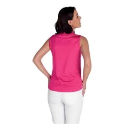 Ladies Kaydee Sleeveless Ripple Polo Shirt Magenta -Women's Golf Fashion - Green Lamb P SG22925GREENLAMBSHIRTMAGENTALADIES 3 L