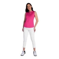Ladies Kaydee Sleeveless Ripple Polo Shirt Magenta -Women's Golf Fashion - Green Lamb P SG22925GREENLAMBSHIRTMAGENTALADIES 4 L