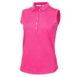 Ladies Kaydee Sleeveless Ripple Polo Shirt Magenta