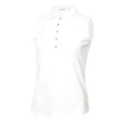Ladies Kaydee Sleeveless Ripple Polo Shirt White