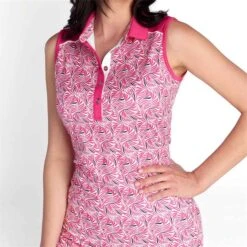 Ladies Kaye Sleeveless Printed Dress Swirl -Women's Golf Fashion - Green Lamb P SG22926GREENLAMBDRESSSWIRLLADIES 5 L