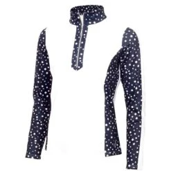 Ladies Kaz Long Sleeve Raglan Print Zip Neck Top White Nightsky