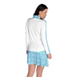 Ladies Kaz Long Sleeve Raglan Print Zip Neck Top White Zing -Women's Golf Fashion - Green Lamb P SG22927GREENLAMBTOPWHITEZINGLADIES 3 L