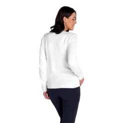 Ladies Kayley Ripple V-Neck Sweater White -Women's Golf Fashion - Green Lamb P SG22928GREENLAMBSWEATERWHITELADIES 3 L