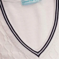 Ladies Kayley Ripple V-Neck Sweater White -Women's Golf Fashion - Green Lamb P SG22928GREENLAMBSWEATERWHITELADIES 5 L