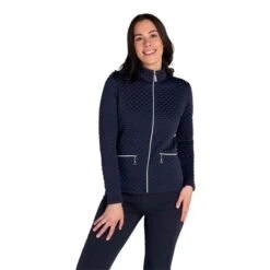 Ladies Kaydra Quilted Full Zip Jacket Navy -Women's Golf Fashion - Green Lamb P SG22929GREENLAMBJACKETNAVYLADIES 2 L
