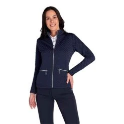 Ladies Kaydra Quilted Full Zip Jacket Navy -Women's Golf Fashion - Green Lamb P SG22929GREENLAMBJACKETNAVYLADIES 4 L