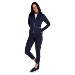 Ladies Kaydra Quilted Full Zip Jacket Navy -Women's Golf Fashion - Green Lamb P SG22929GREENLAMBJACKETNAVYLADIES 5 L