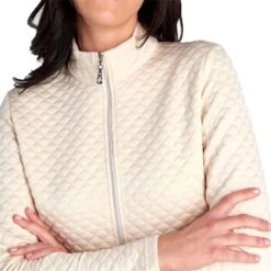 Ladies Kaydra Quilted Full Zip Jacket Stone -Women's Golf Fashion - Green Lamb P SG22929GREENLAMBJACKETSTONELADIES 5 L