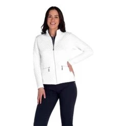Ladies Kaydra Quilted Full Zip Jacket White -Women's Golf Fashion - Green Lamb P SG22929GREENLAMBJACKETWHITELADIES 2 L