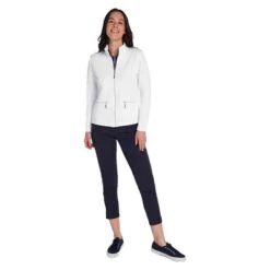 Ladies Kaydra Quilted Full Zip Jacket White -Women's Golf Fashion - Green Lamb P SG22929GREENLAMBJACKETWHITELADIES 4 L