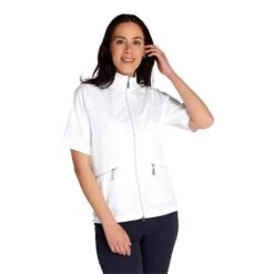 Ladies Kea ½ Sleeve Windbreaker White -Women's Golf Fashion - Green Lamb P SG22930GREENLAMBWINDBREAKERWHITELADIES 2 L