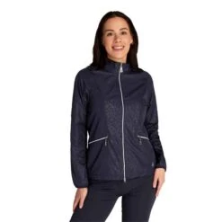 Ladies Keeva Jacquard Windbreaker Navy -Women's Golf Fashion - Green Lamb P SG22932GREENLAMBWINDBREAKERNAVYLADIES 2 L