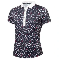 Ladies Melanie Printed Polo Shirt Leaf Print