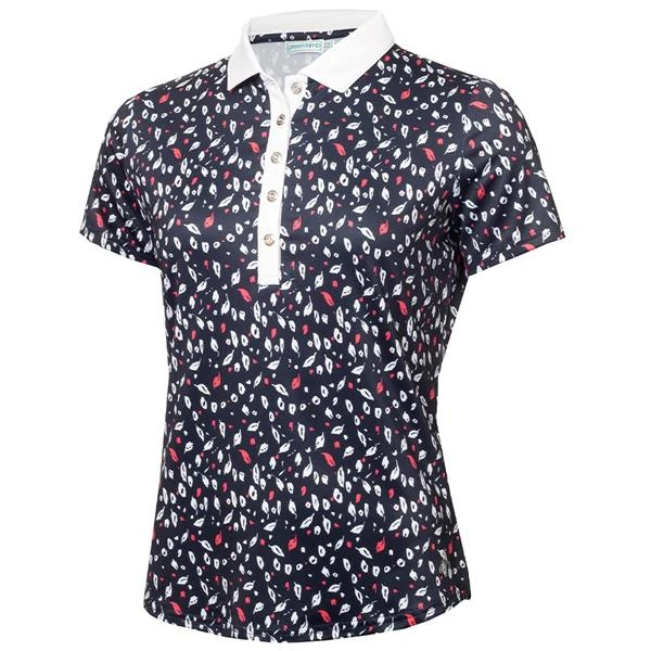 Ladies Melanie Printed Polo Shirt Leaf Print 1 Ladies Melanie Printed Polo Shirt Leaf Print