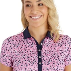 Ladies Melanie Printed Polo Shirt Sepa Print 10 Ladies Melanie Printed Polo Shirt Sepa Print -Women's Golf Fashion - Green Lamb P SG23960GREENLAMBSHIRTSEPAPRINTLADIES 4 L