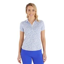 Ladies Melanie Printed Polo Shirt Terrazo Print -Women's Golf Fashion - Green Lamb P SG23960GREENLAMBSHIRTTERRAZOPRINTLADIES 2 L