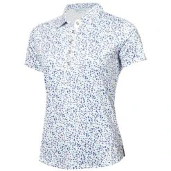 Ladies Melanie Printed Polo Shirt Terrazo Print