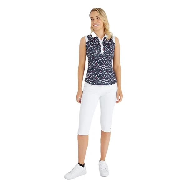Ladies Marie Printed Sleeveless Polo Shirt Leaf Print 5 Ladies Marie Printed Sleeveless Polo Shirt Leaf Print - Image 5